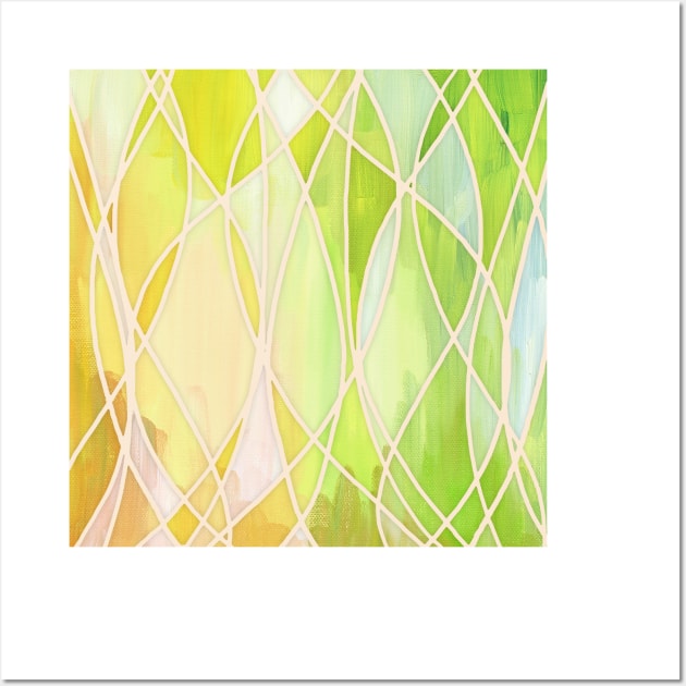 Lemon & Lime Love - abstract painting in yellow & green Wall Art by micklyn